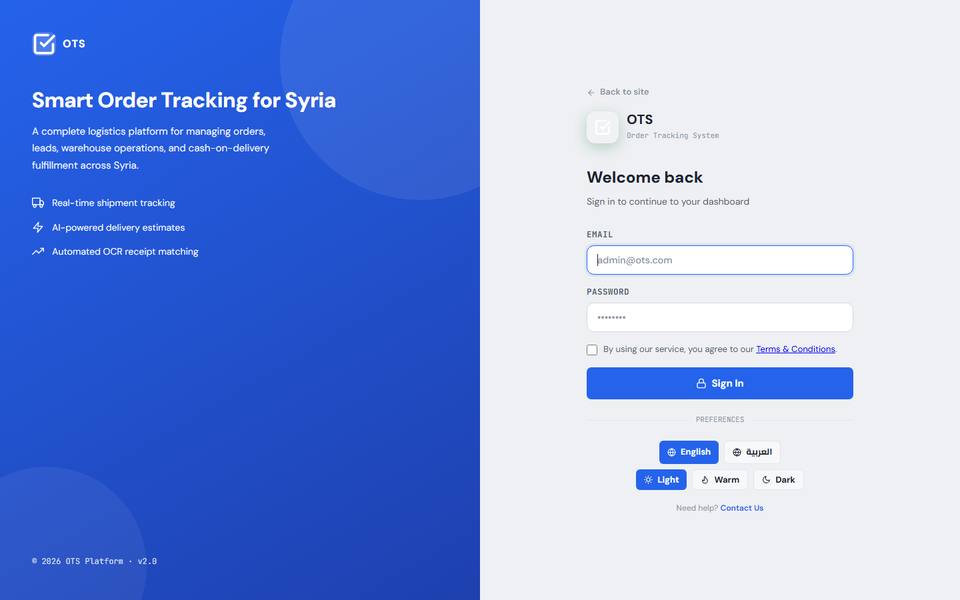 OTS order tracking